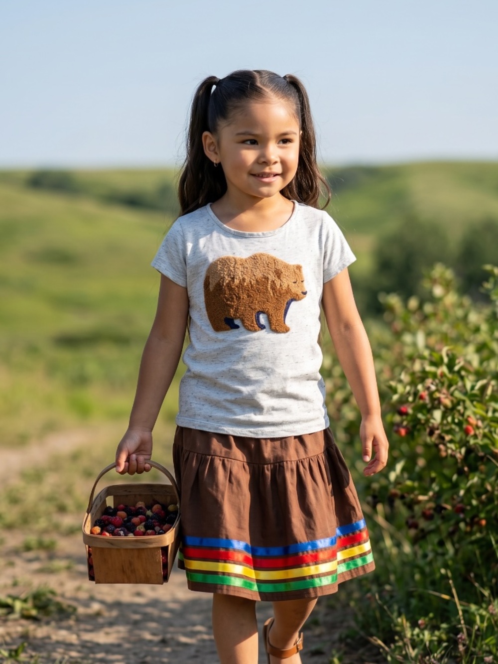 🇦🇺 Unique marled gray girls bear t shirt by Seed Heritage